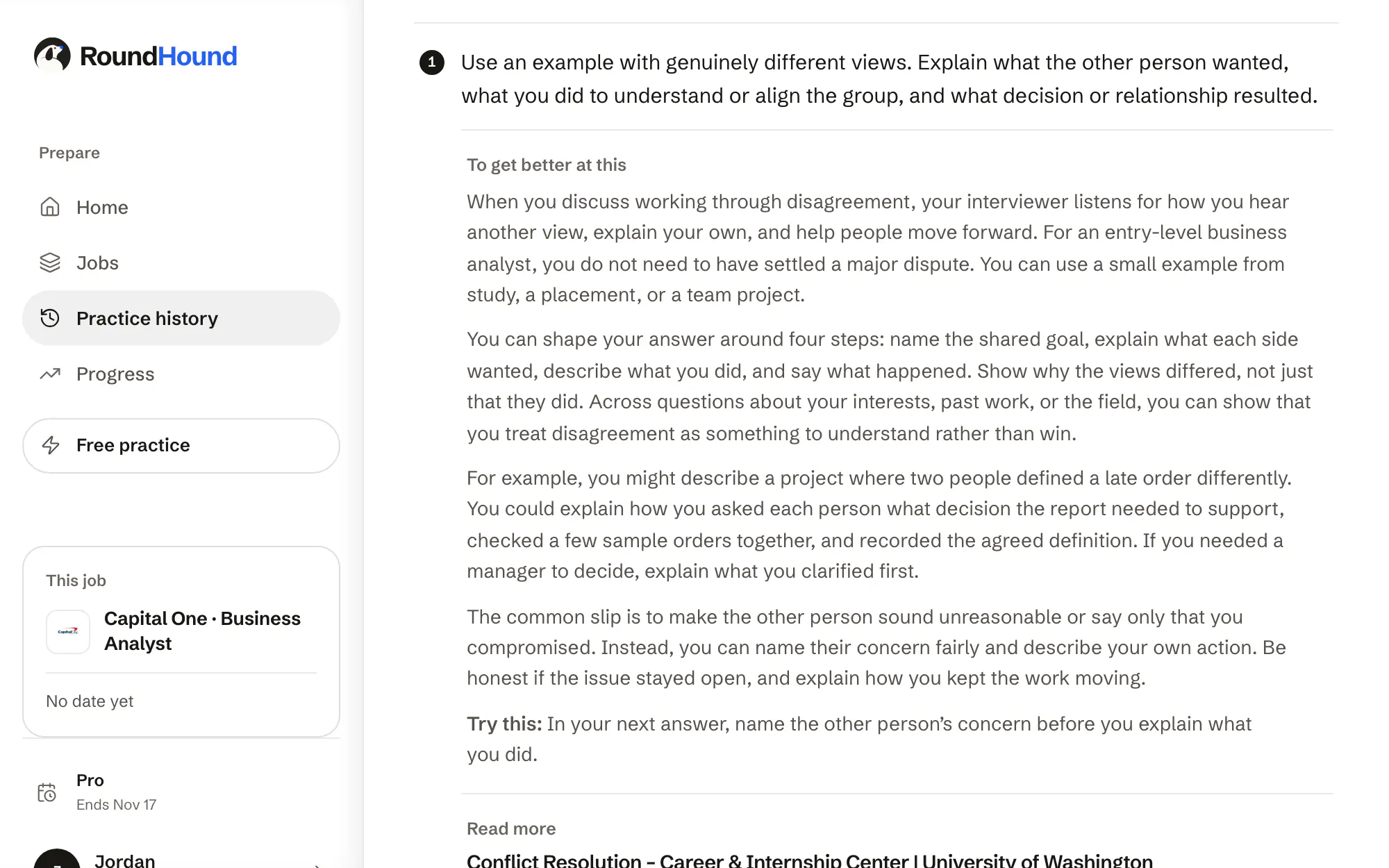 A plain-language study guide on working through disagreement, written for an entry-level business analyst.
